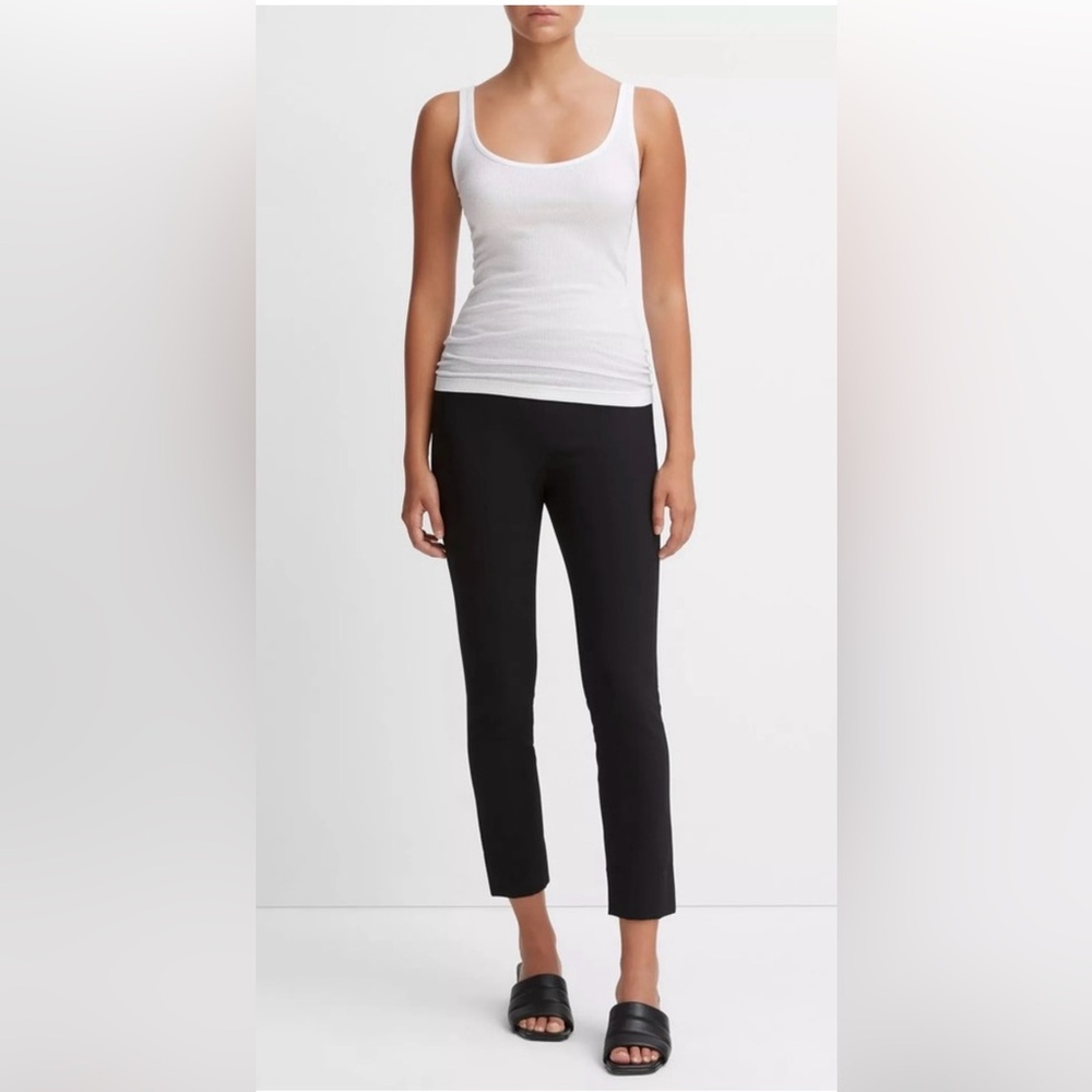 VINCE stitch front seam black ponte pants